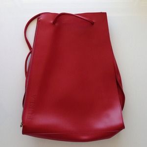 FURLA red leather backpack. NEVER USED.