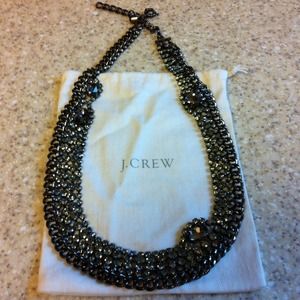 J.Crew Pewter Stone Necklace with Chain Details