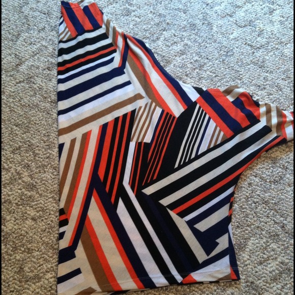 Bright, colorful, geometric, off the shoulder top!