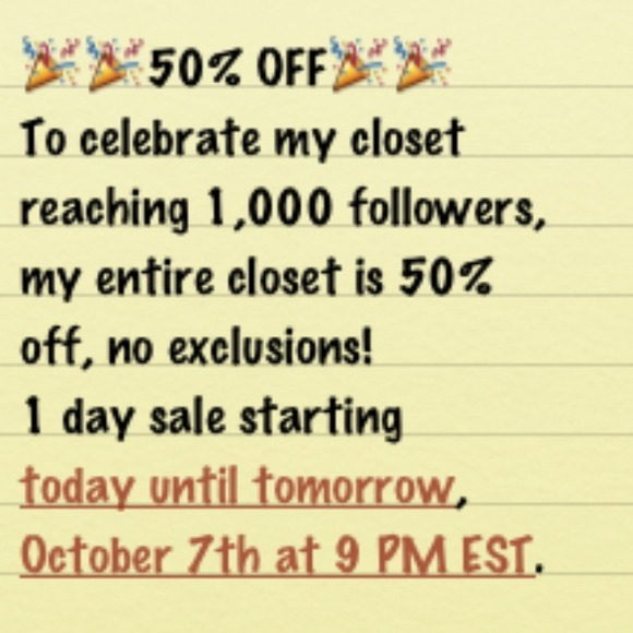 50% Off Entire Closet Sale