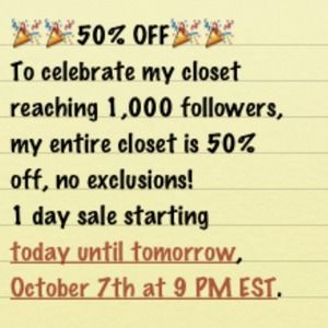 50% Off Entire Closet Sale