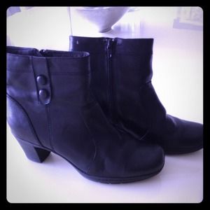 Clarks Leather Black Ankle Boots