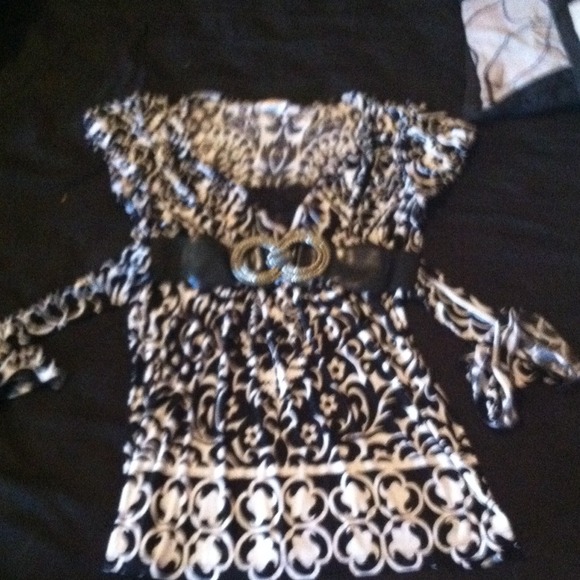 black and white dress shirt with buckle