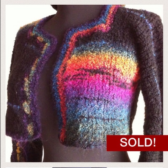 -SOLD/BUNDLED- Rainbow Bouclé Bolero Sweater Hat