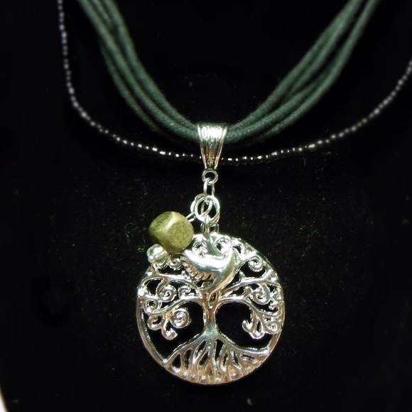 Tree and dove pendant necklace