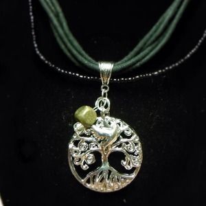 Tree and dove pendant necklace
