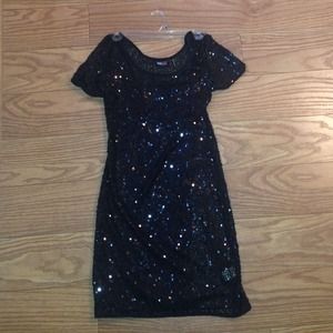 Black sequenced tight dress
