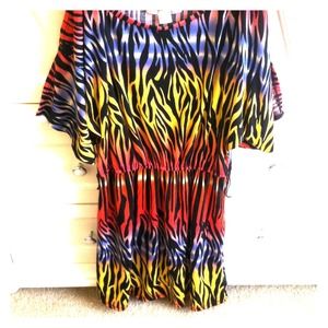 Colorful & funky zebra print dress