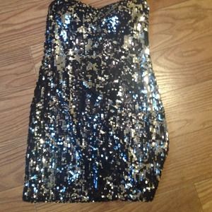 Strapless sequenced Arden b dress