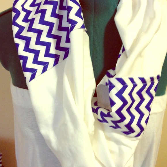White with blue chevron infinity scarf