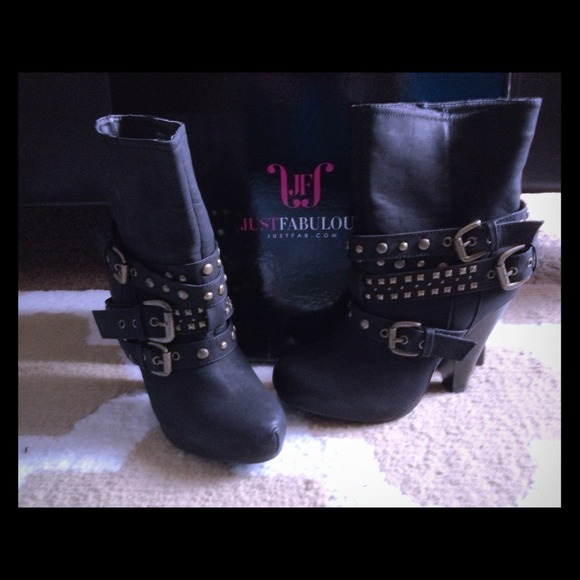 High heel leather boots..RESERVED