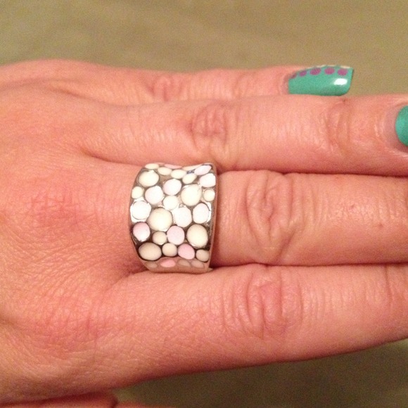 SOLD!!! Pink and cream polka dot ring