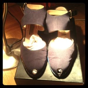 Sergio Rossi Shoes - Vintage Sergio Rossi Navy Peeptoe Sandals Sergio Rossi Shoes - Vintage Sergio Rossi Navy Peeptoe Sandals