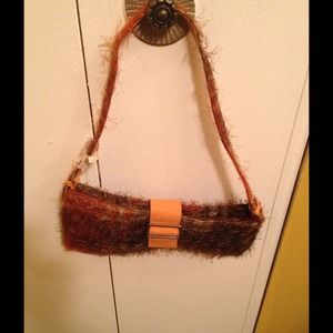 Shoulder bag, orange, furry