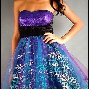 Sassy Strapless Purple Animal Print Dress