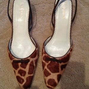 Giraffe print Ralph Lauren sling back low heel