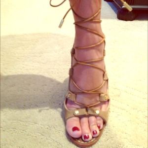 Tory Burch camel color suede high heel