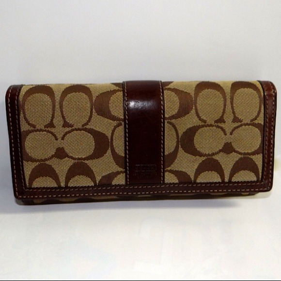 Coach Signature Envelope Wallet (Khaki/Mahogany)