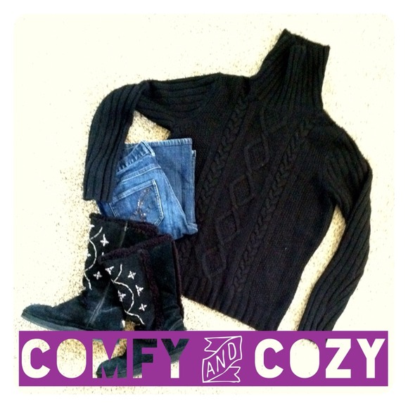 Wool & angora cable-knit sweater