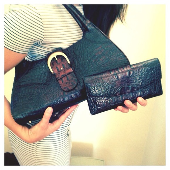 SOLD Brahmin Alligator Style Bag & Wallet Set