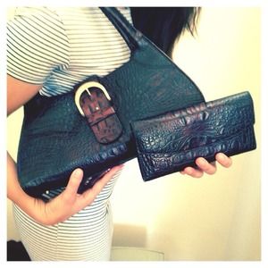 SOLD Brahmin Alligator Style Bag & Wallet Set