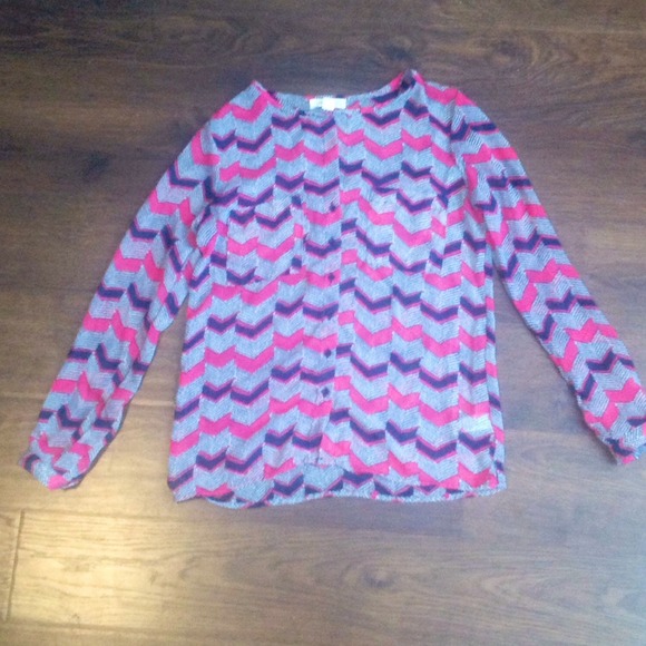 Forever 21 Tops - BUNDLED! Pink and black chevron button up