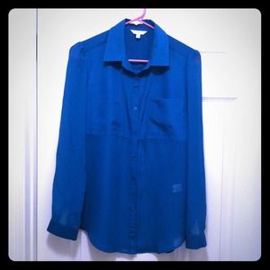 SOLD--Teal sheer button down***