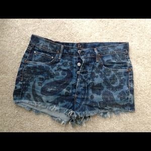 Citizens of humanity paisley denim shorts size 29
