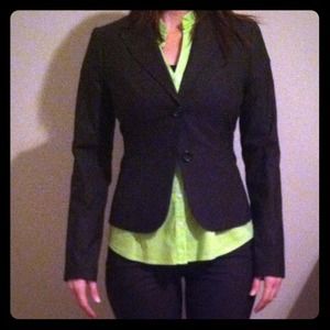 The Limited brown blazer with white pin stripe.