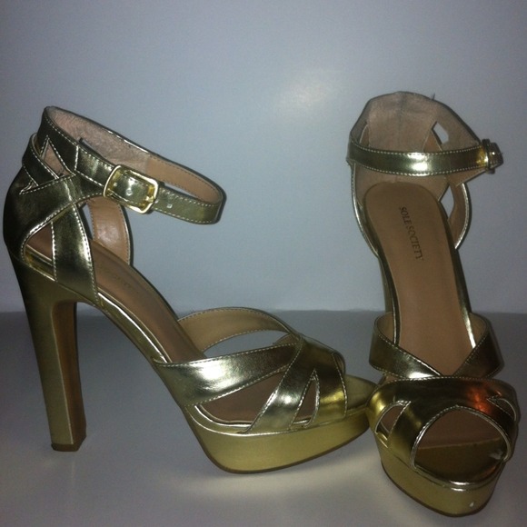 Sole Society gold platform sandals