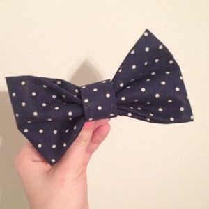 Navy Bow with Polka Dots