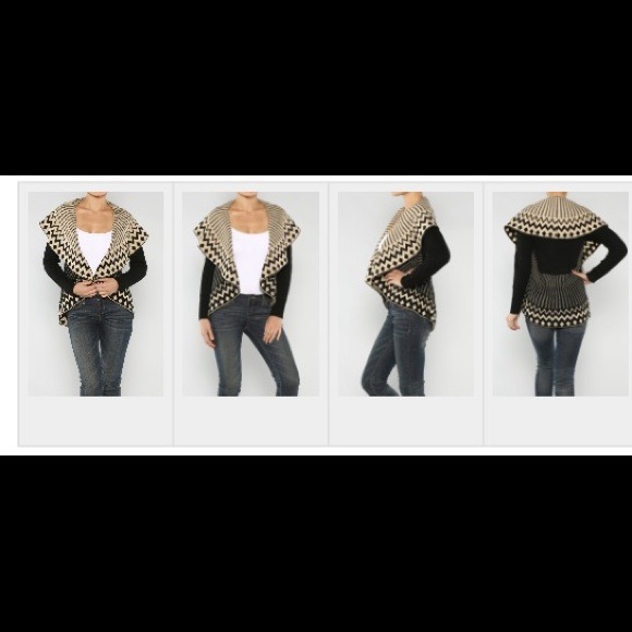 Black and Beige Sweater Cardigan - Picture 2 of 2