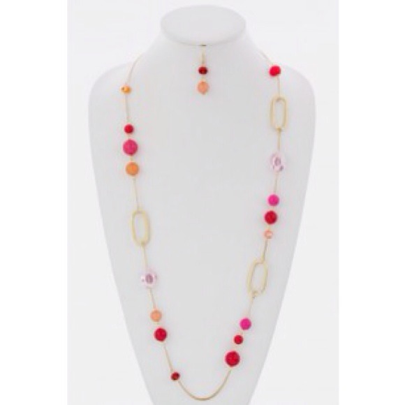 Red crystal chain necklace