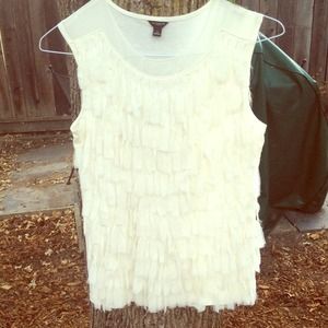 Ann Taylor white fringe shirt