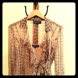 Jones NY Sheer Animal Print Blouse + Camisole