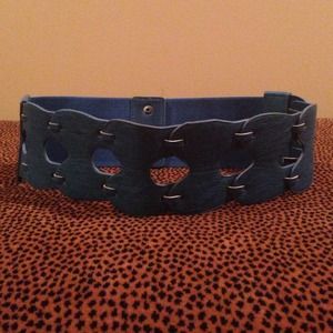 Leather Blue-Green Stretch Belt