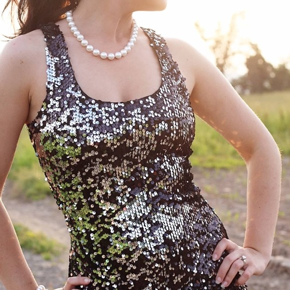 Black sequence dress