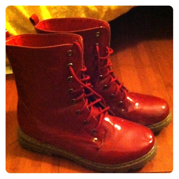 Shiny red boots