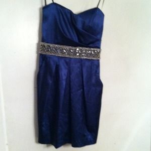 Satin blue party dress