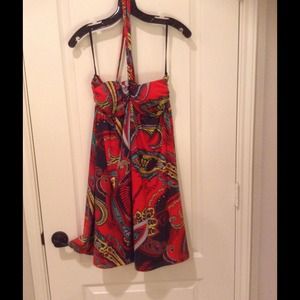 Red Paisley Halter Top/Tunic