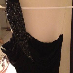 Black one shoulder jeweled top