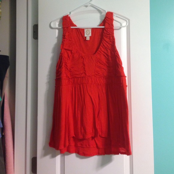 Anthropologie Red Ruched Tank