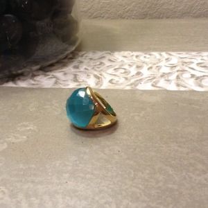 Gold and coral stone ring