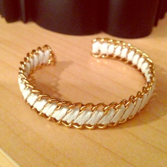 BCBG White and Gold Cuff Bracelet