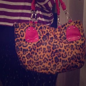 Leopard and pink handbag