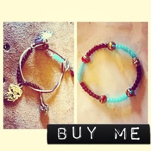 Day of the dead bracelet and beaded bracelet.