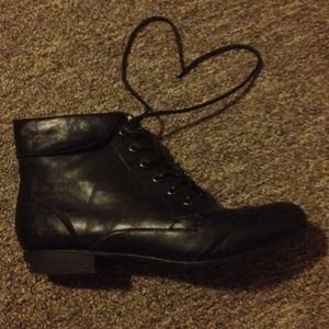 Black lace-up ankle booties