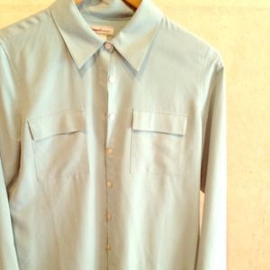 Tommy Bahama 100% Silk Button-Down Shirt/Sea Blue