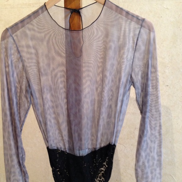 Crazy Good Bodysuit Top - Sheer Gray Animal  Print - Picture 1 of 1