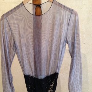 Crazy Good Bodysuit Top - Sheer Gray Animal  Print